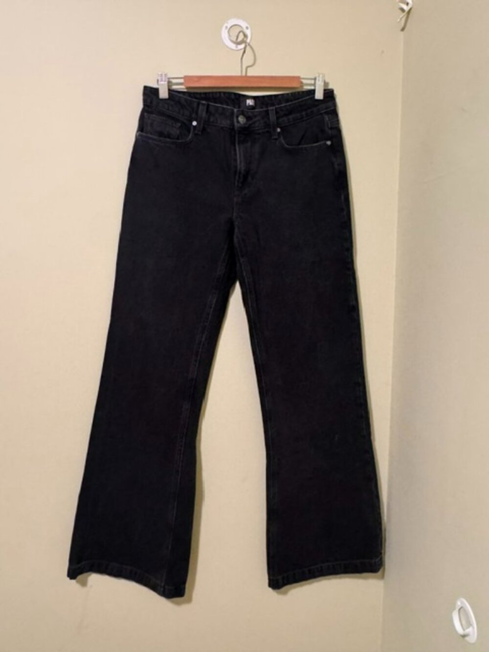 PAIGE Sonja Low Rise Trouser/Wide Leg Jean - Iridium Size 28